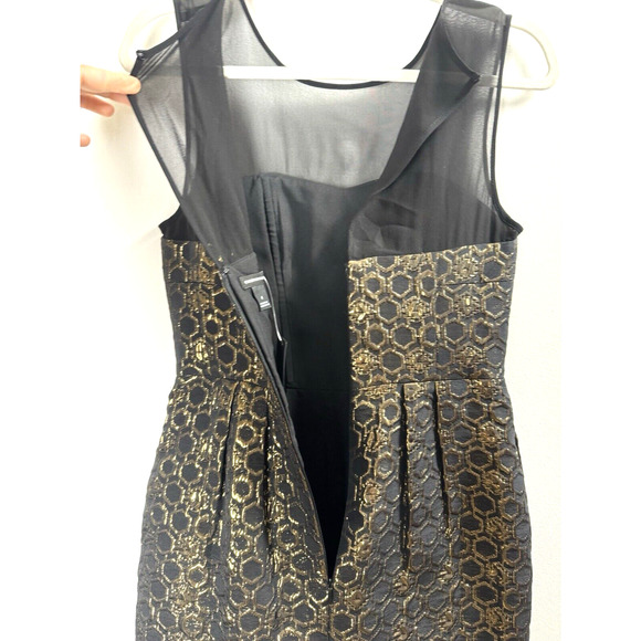 NWT Club Monaco Gold 3D Metallic Dress Celebration Party Old Money Regency 4 - Picture 5 of 8